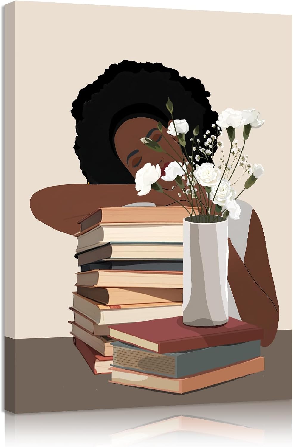 COLOR VALLEY ART Framed African American Wall Art - Modern Black Art Wall Decor, Canvas Paintings Prints Black Girl Room Decor for Study, Bedroom, Living Room, Office and Home Decor - 12x16 Inches