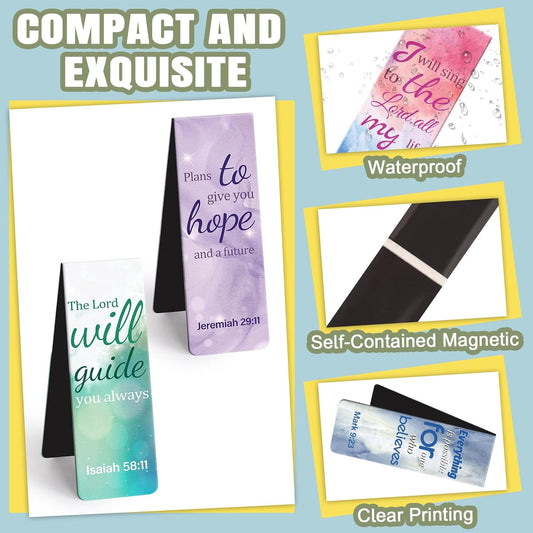Magnetic Bookmarks, Tumwisk 15PCS Large Bible Quotes Christian Bookmarks for Women, Double Sided Book Markers, Book Marks for Reading Women Students Teachers Supplies