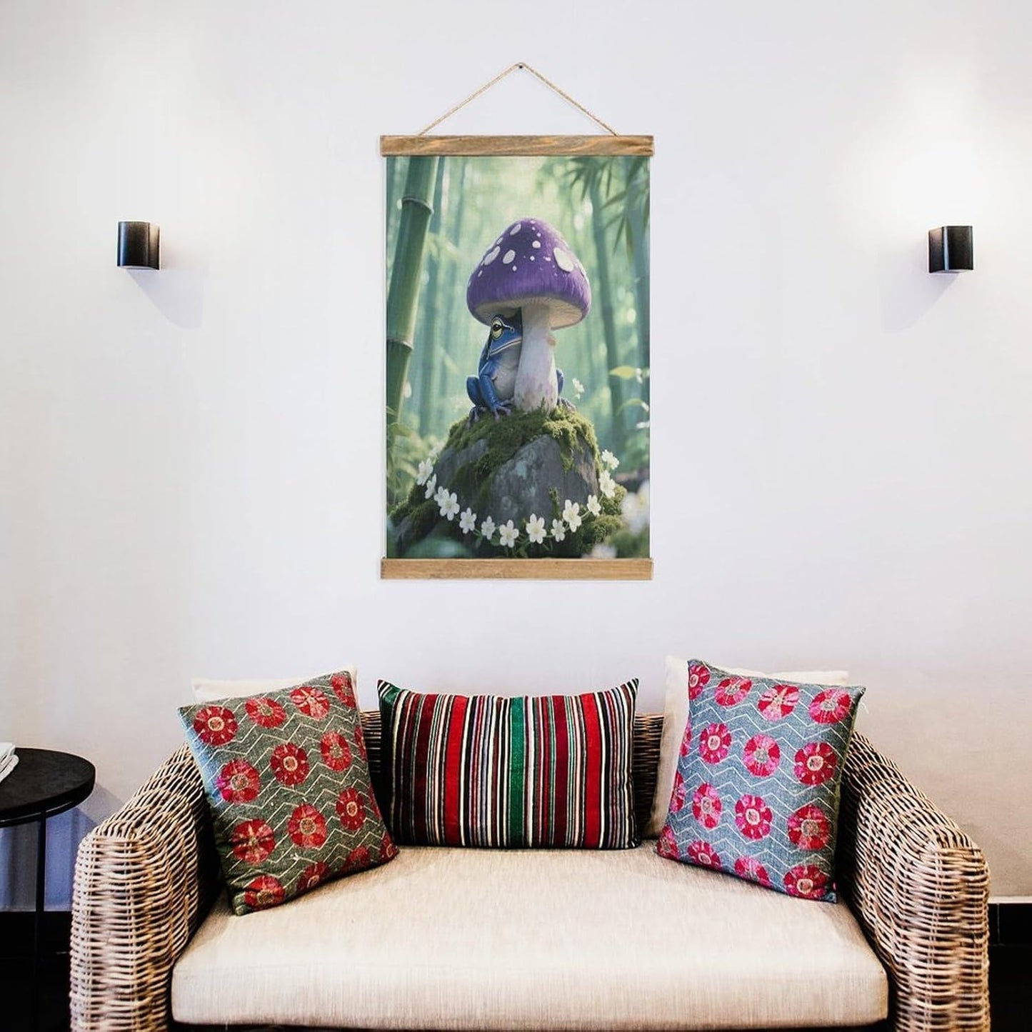VstaDank Frog Mushroom Aesthetic Linen Hanging Painting Vintage Canvas Wall Art Poster Reading Nook Corner Decor Retro Wall Decor Prints for Library Reading Room Home 13.2 X 20.47 Inch