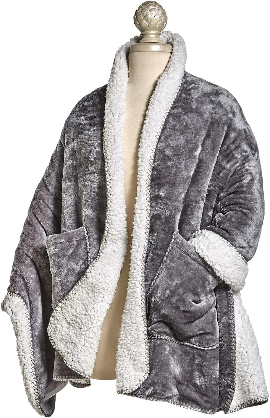 FLORIANA Womens Wearable Throw Blanket Poncho, Blanket Shawl With Pockets, Grey