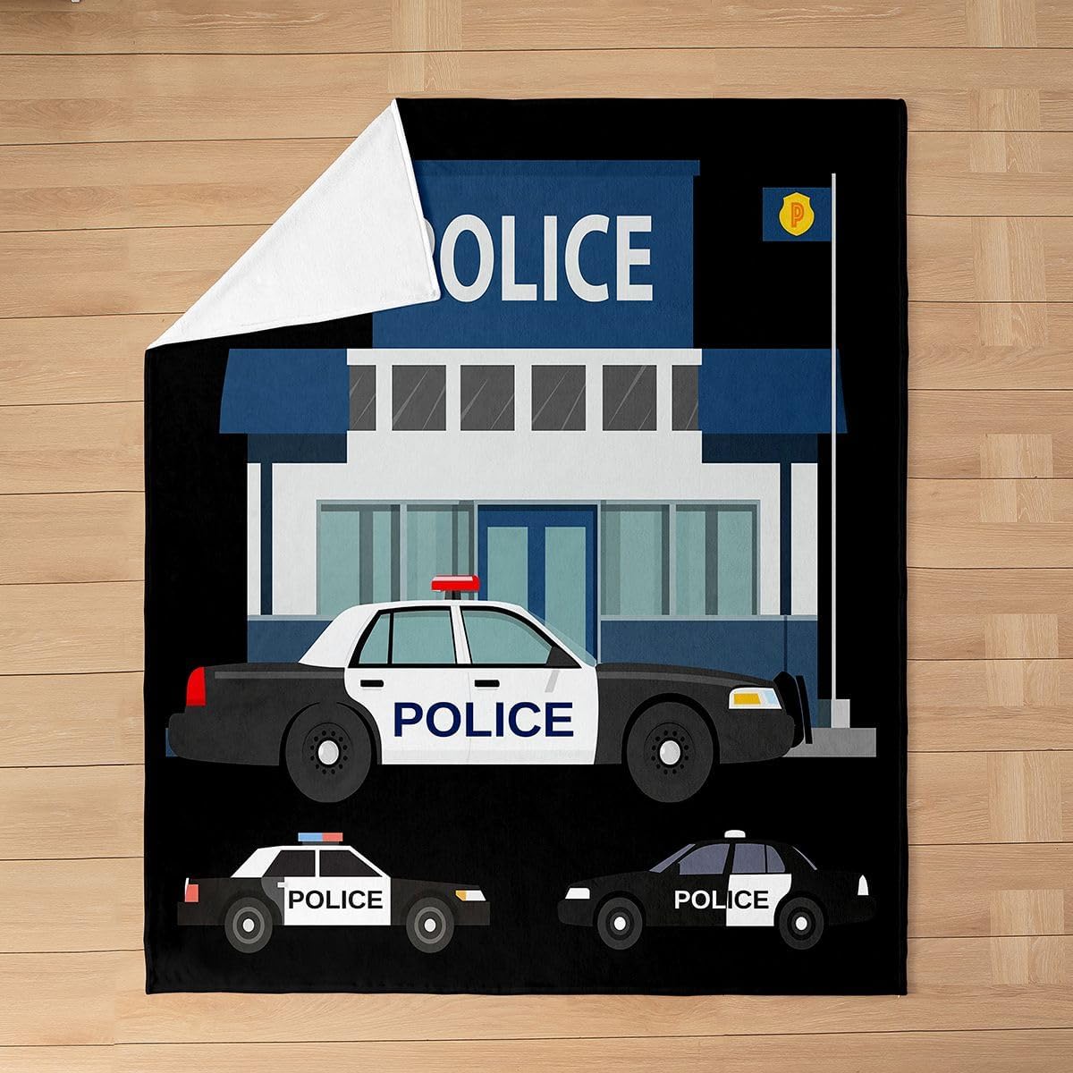 Erosebridal Police Car Blanket for Kids Boys Girls - Cartoon Throw 50x60, Policeman Fleece for Sofa Bed Couch Decor - Vehicles Fuzzy Lightweight Warm