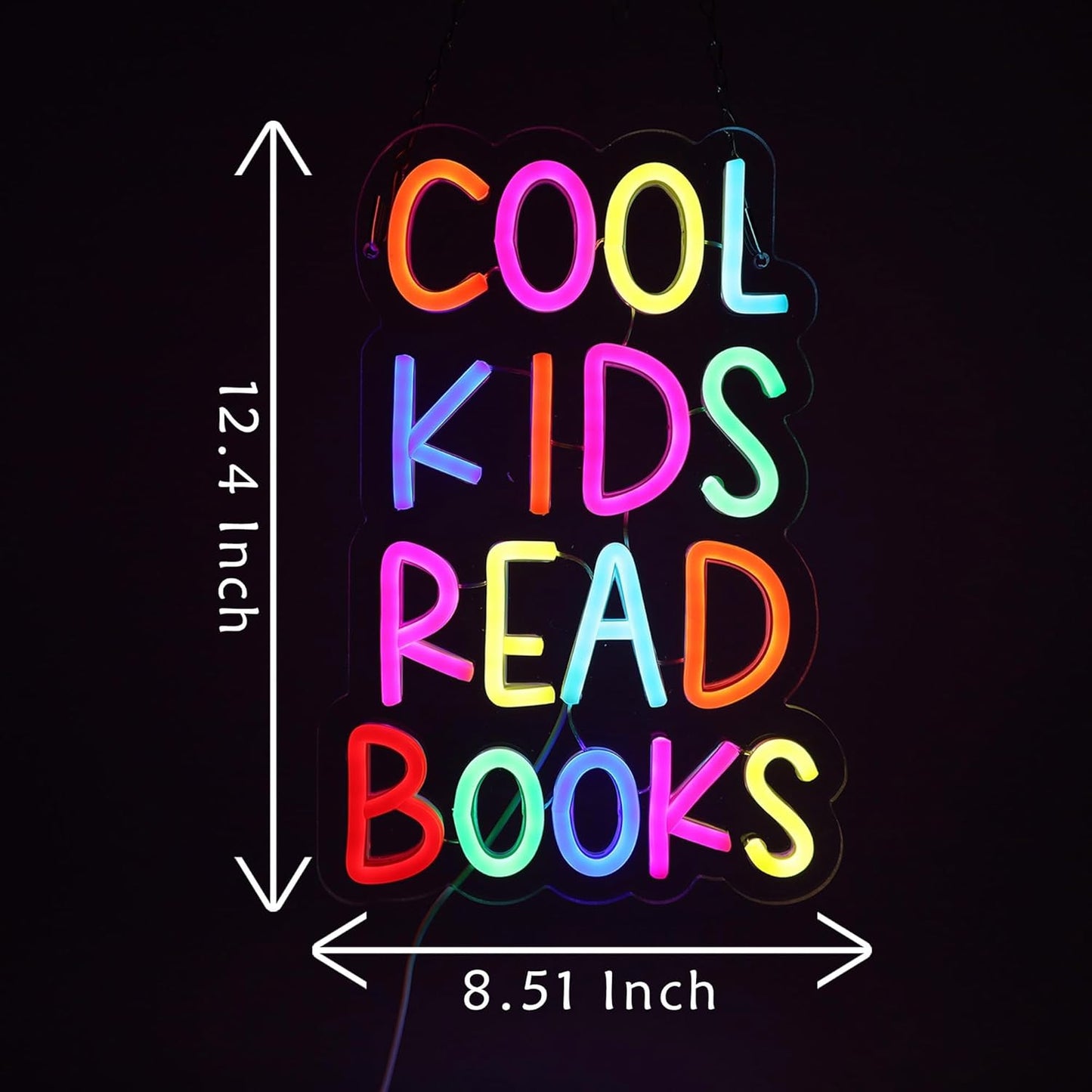 Cool Kids Read Books Neon Signs USB Powered for Wall Decor,Books Neon Light Sign for Reading Room Hanging Decorations Library Classroom Read Corner Decor, Bookish Gifts