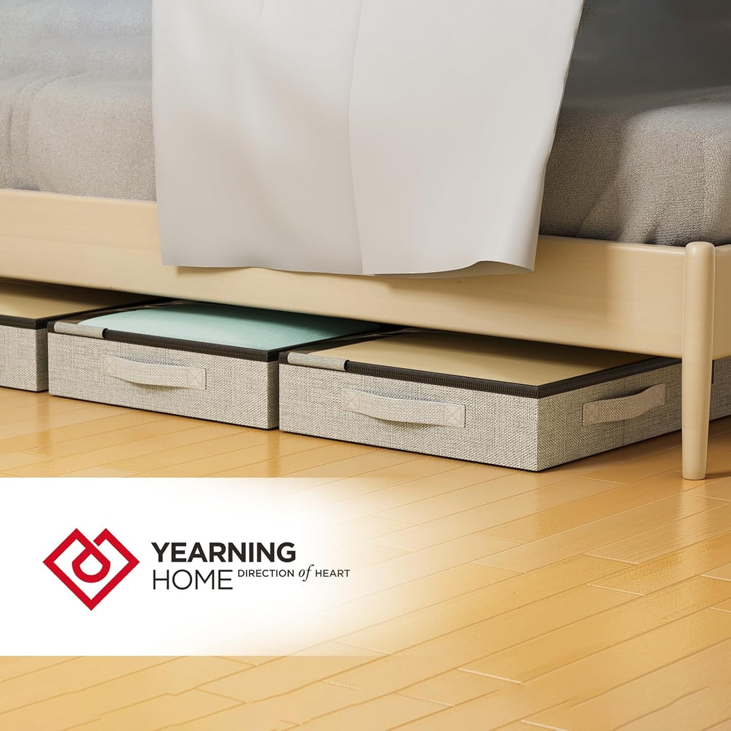 4.5 Inches Under Bed Storage Containers with Sturdy Sidewalls/Bottom and Reinforced Handles,Low Profile Underbed Storage for Clothes,Shoes,Pillows and Blankets with Zips and Clear Windows,4 Pack