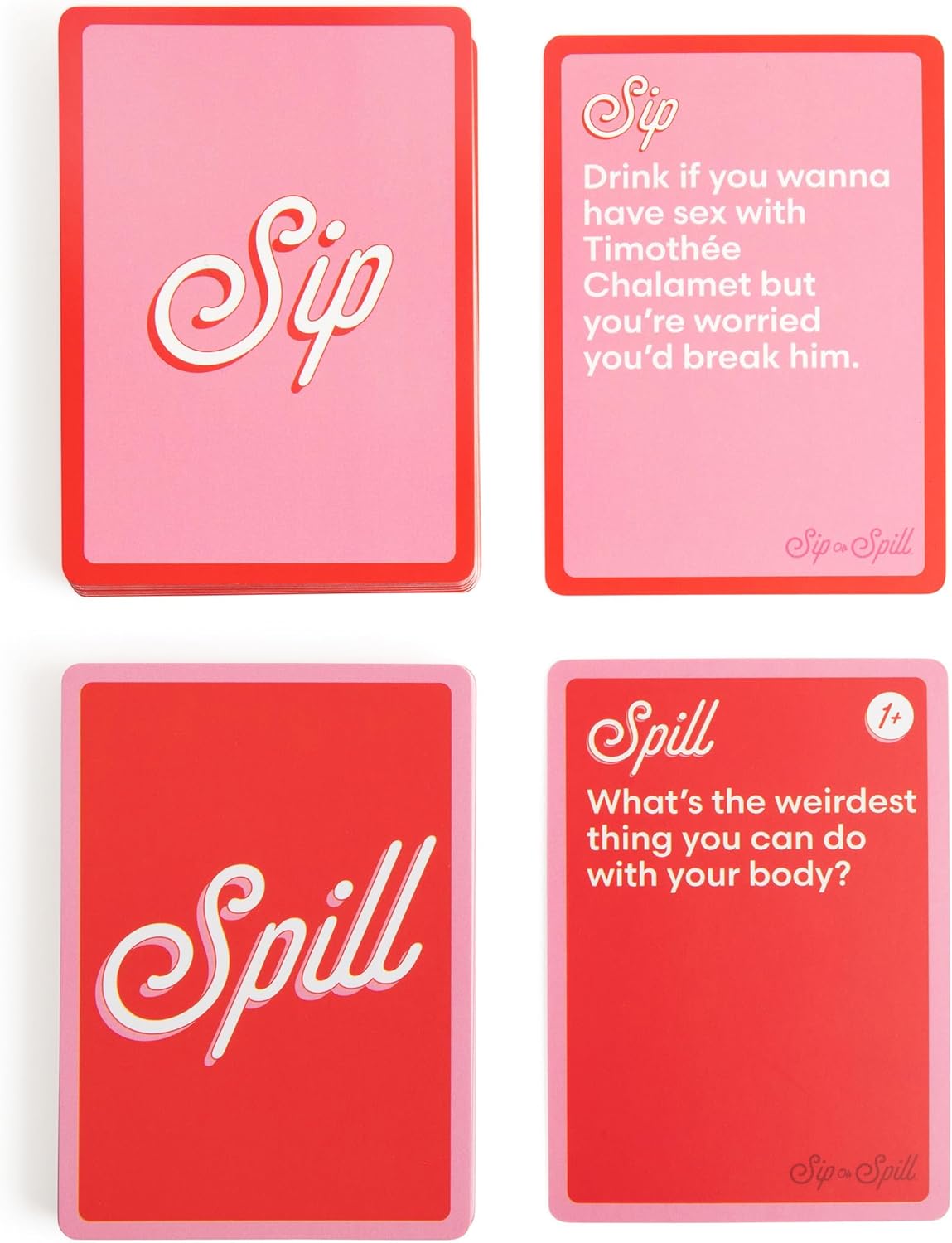 Sip or Spill Party Drinking Game, Fun Social Drinking Games for Adults, Games and Card Games, Includes 200 Cards and Instructions