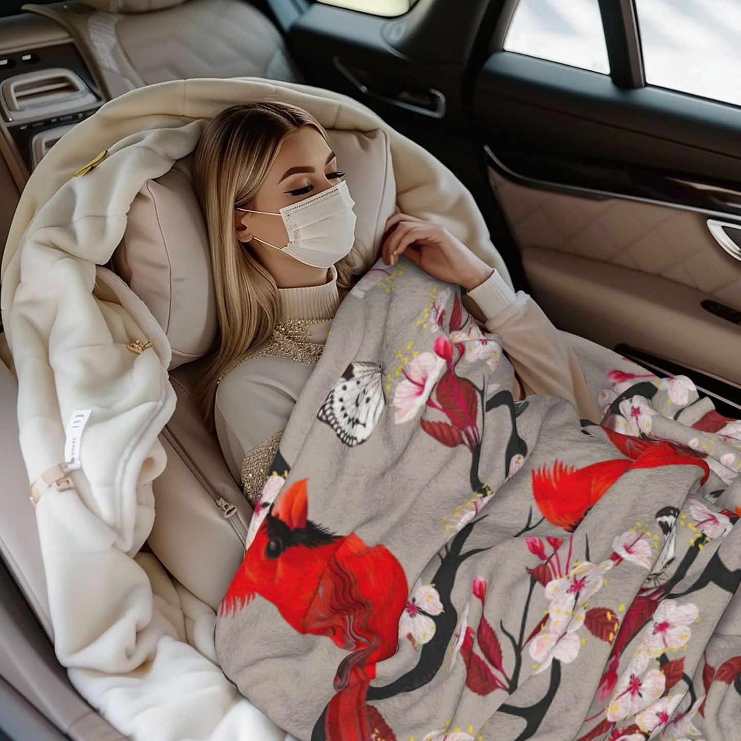 Red Cardinal Bird Throw Blanket Premium Anti-Pilling Flannel Soft Warm and Lightweight 60"x50"