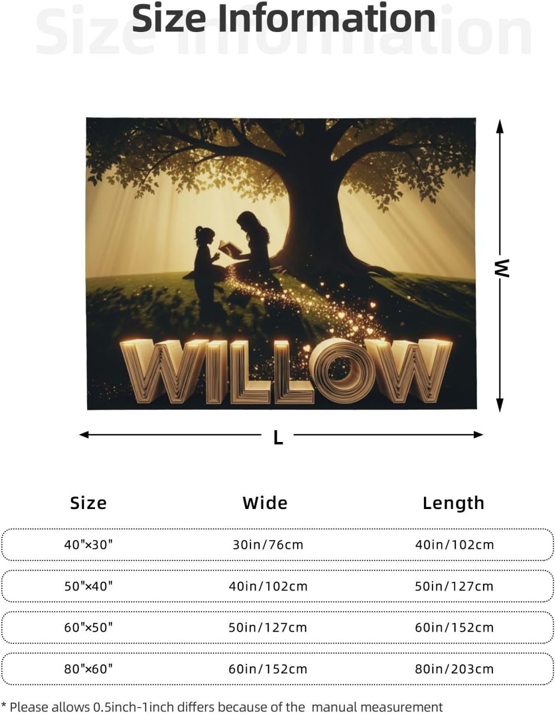 Personalized Willow Blanket Custom Name Throw for Girls Women - Soft Cozy Fleece Blanket with Mother Daughter Reading Tree - Unique Book Lover Gift for Birthday, Christmas