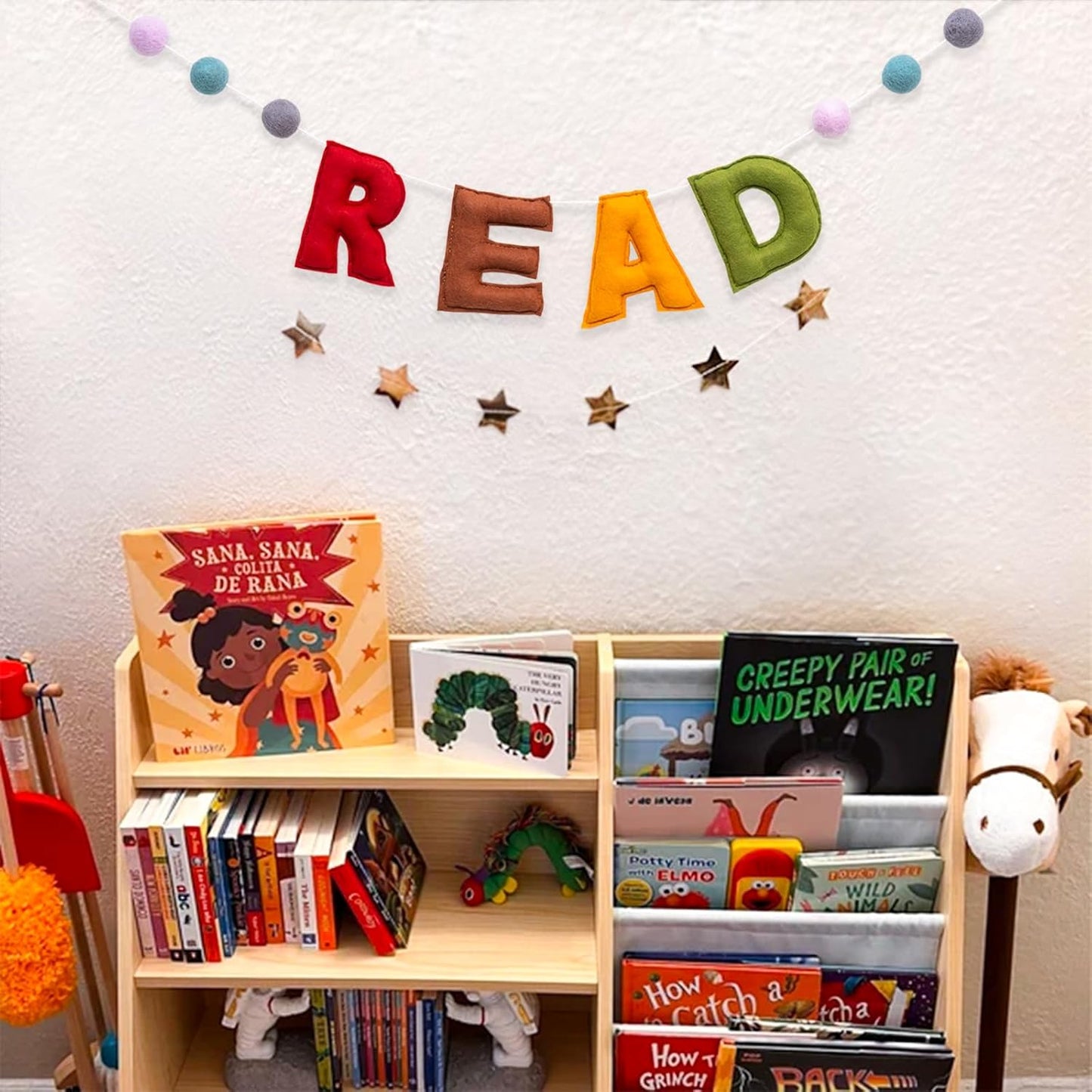 Read Sign - Boho READ Felt Garland Banner, Reading Corner Decor for classroom, Read Hanging Banner for Kids Reading Nook Wall Art Nursery Decor, Read Signs for Classroom Library Family Playroom Decor