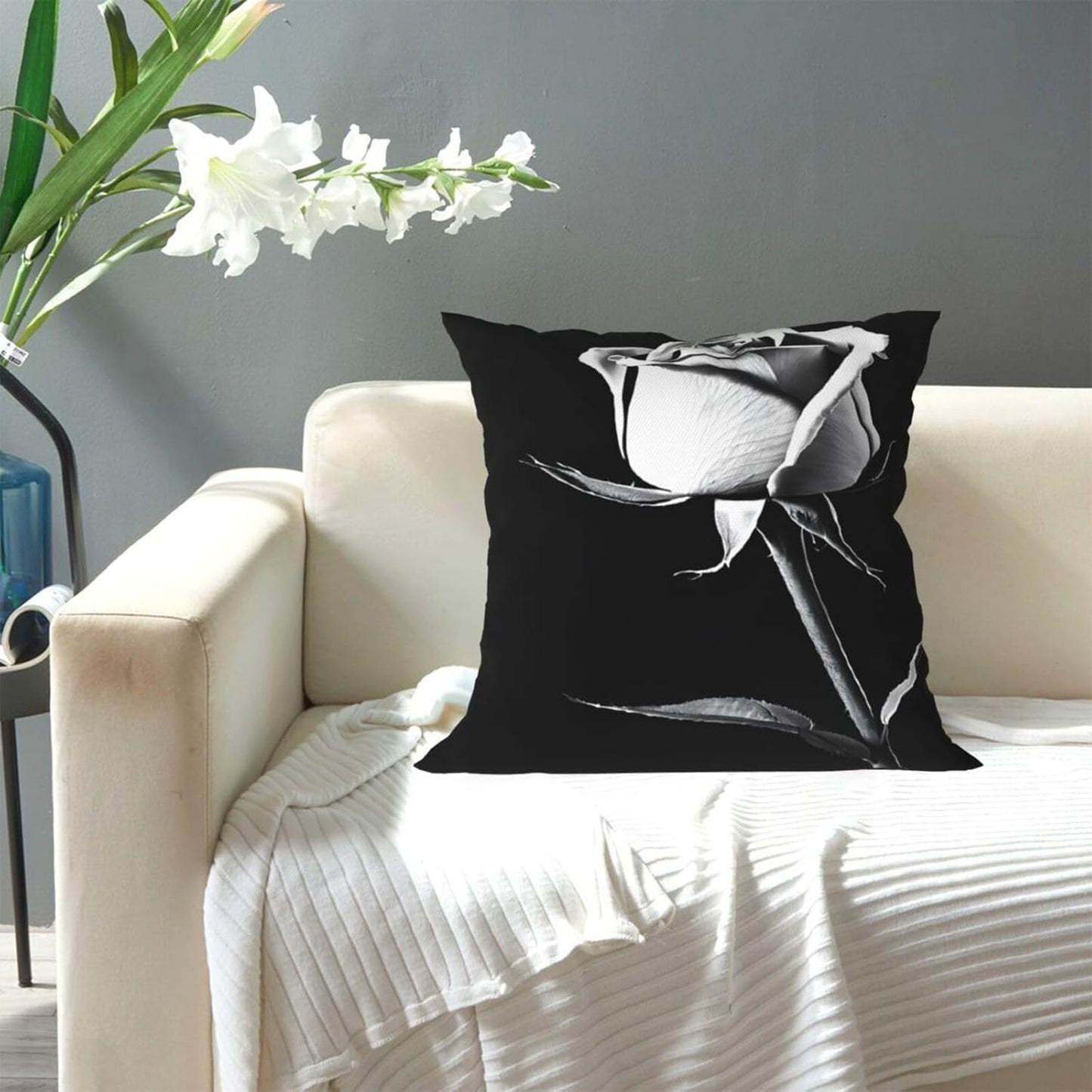 All-Season Square Pillow Covers 18"X18", Flower, Decorative Throw Pillow Covers for Sofa Bed Couch, Hidden Zipper Cushion Cover, Square Lumbar & Accent Pillowcases for Home Decor