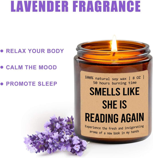 Smells Like She's Reading Again Candle - Reader Gift Funny Candle - Birthday Gifts for Her - Gift for Book Lover - Bookstore Library - Gift for Friend Avid Reader - Bookworm Gift - New Home Gifts