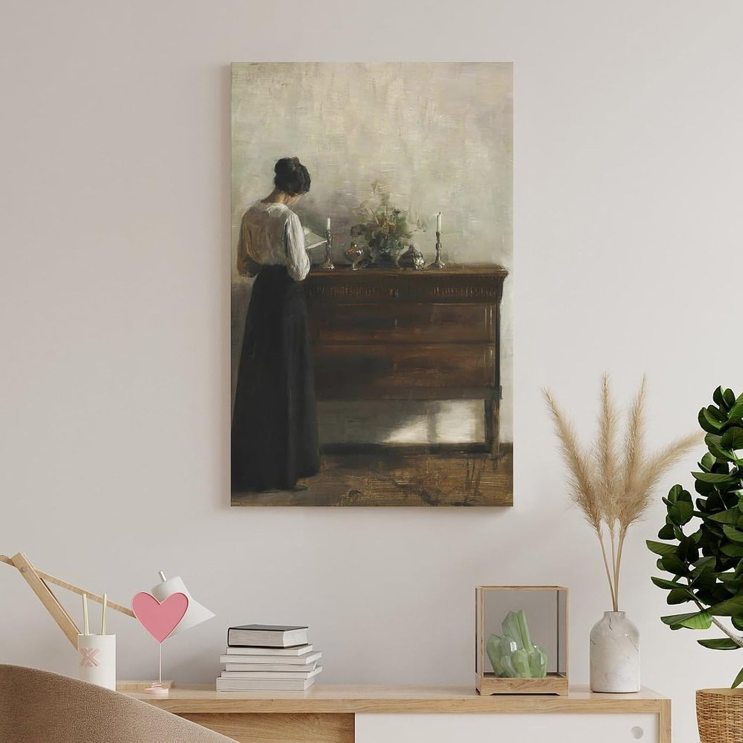 Vintage Danish Canvas Wall Art Famous Artwork Woman Reading Portrait Oil Painting Dark Academia Aesthetic Print 19th Century Antique Poster Retro Gallery Bedroom Decorstyle 12x18inch(30x45cm)