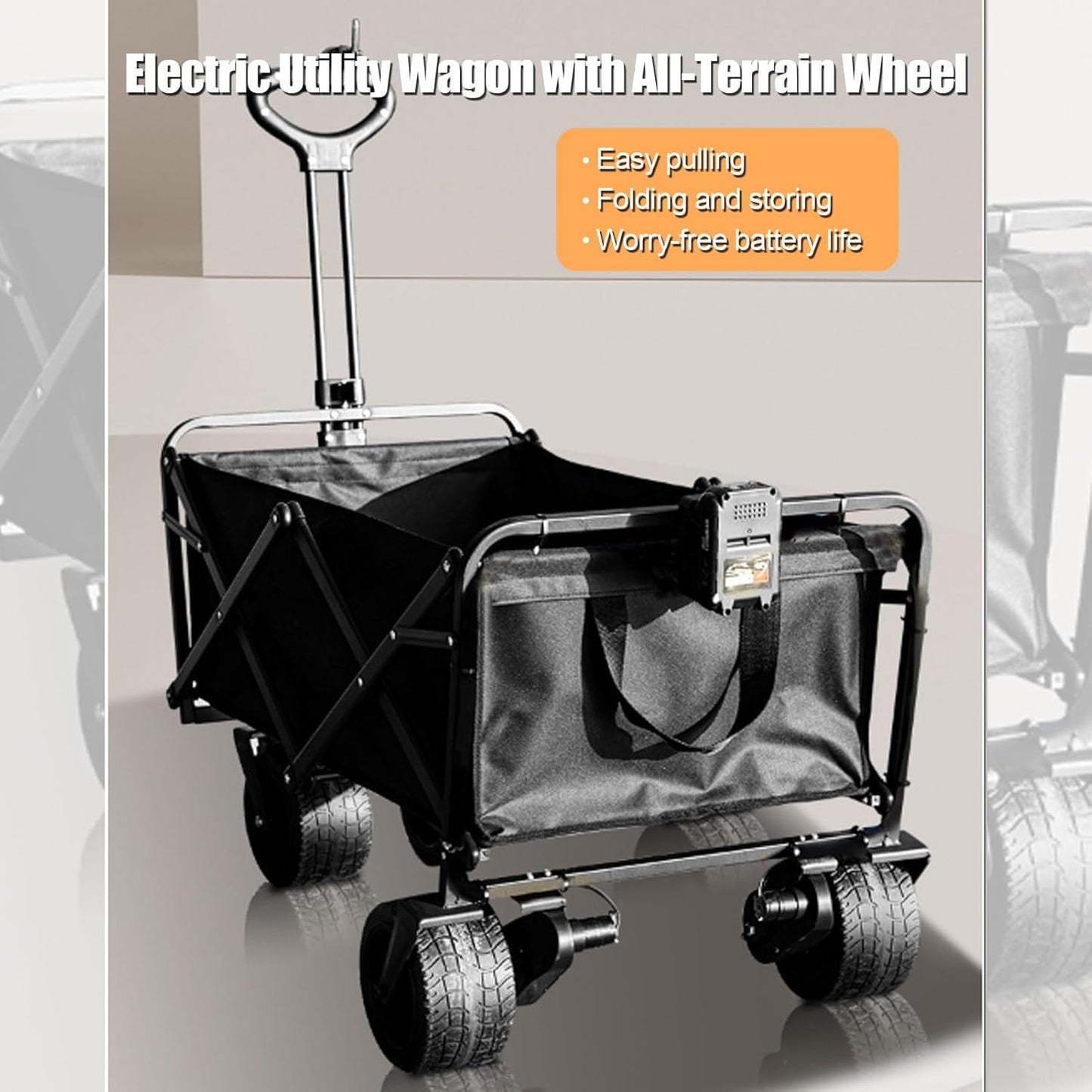 Portable Camping Cart,Electric Camping Festival Trolley Cart with Electric Assistance Folding Garden Wagon 200L/150KG Large Capacity for Camping Outdoor Activities Be