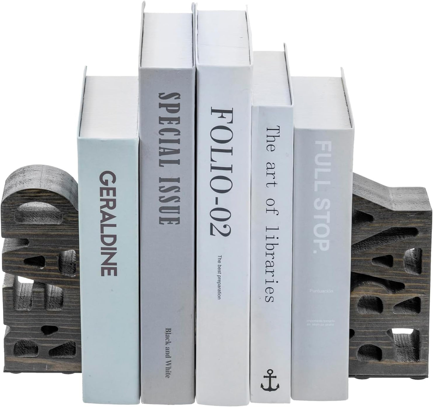 Book Ends Christian,Vintage Weathered Gray Solid Wood Bookends Carved in Read and Pray Block Letters, Decorative Book Stands for Home Library Bookshelf Office Desk, 2 Piece Set