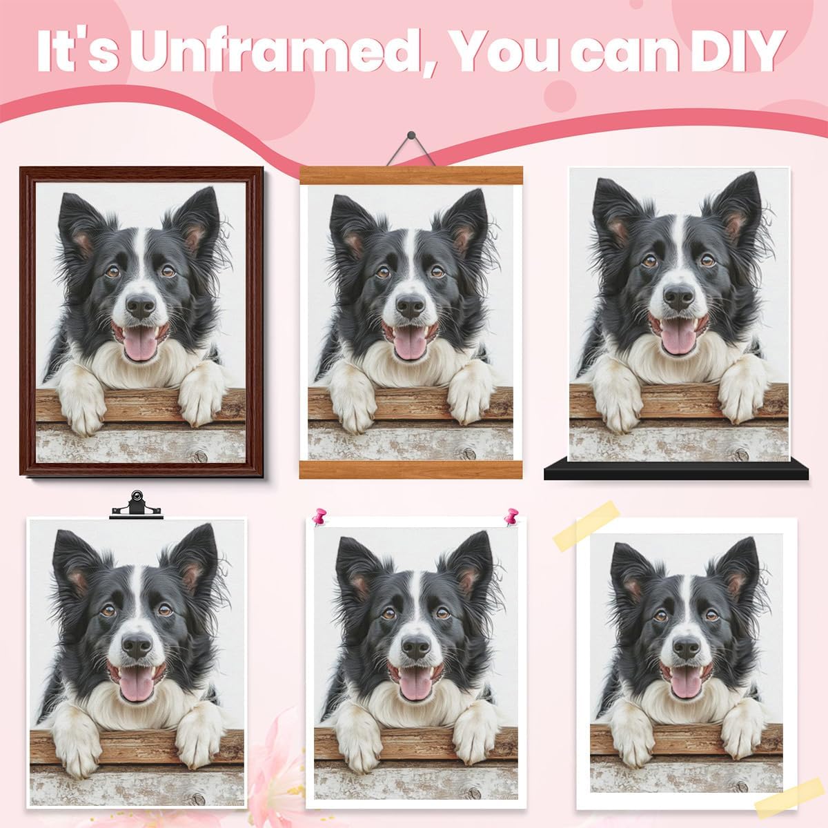 IZTAWEY Border Collie Canvas Oil Art Wall Decor Border Collie with a Playful Smile Modern Oil Painting Canvas Wall Art Hang Ready Gifts for Mom Unframed 12x16inch