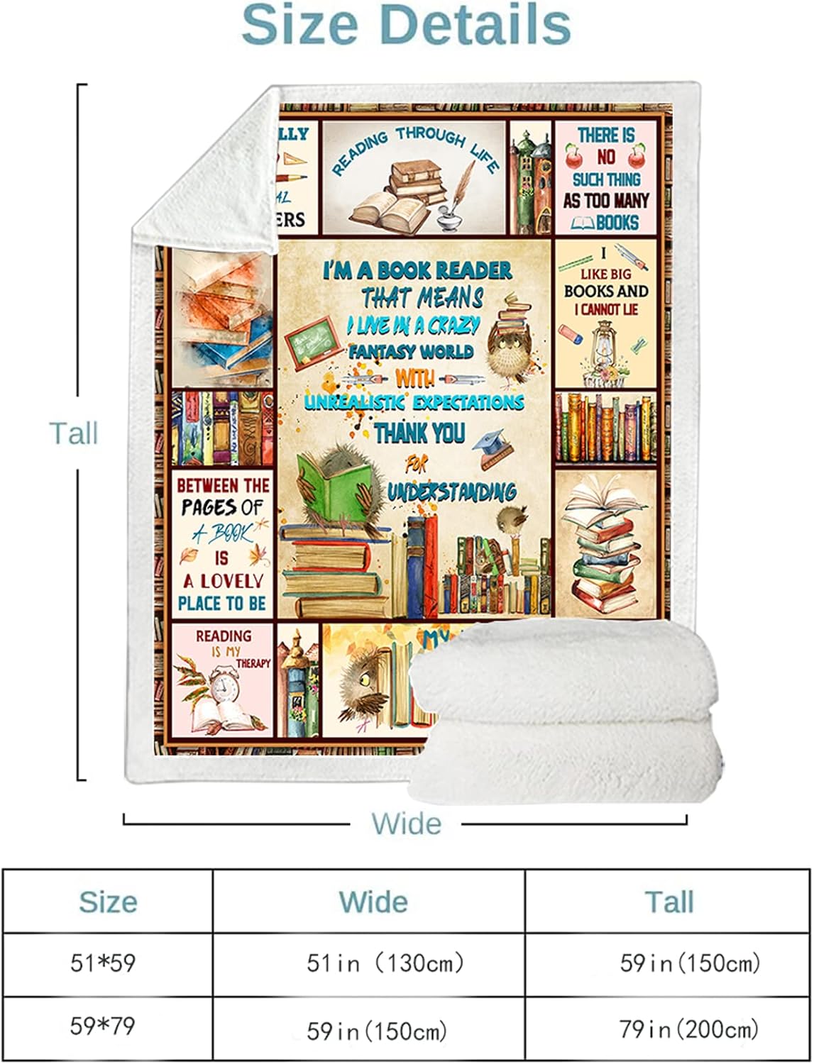 Book Lovers Gifts Blanket, Book Accessories for Reading Lovers, Book Reading Librarian Gifts Throw Blanket, Book Club Bookworm Gifts for Reading Lover Bookish, Literary Gifts Ideas Blanket 60"x50"