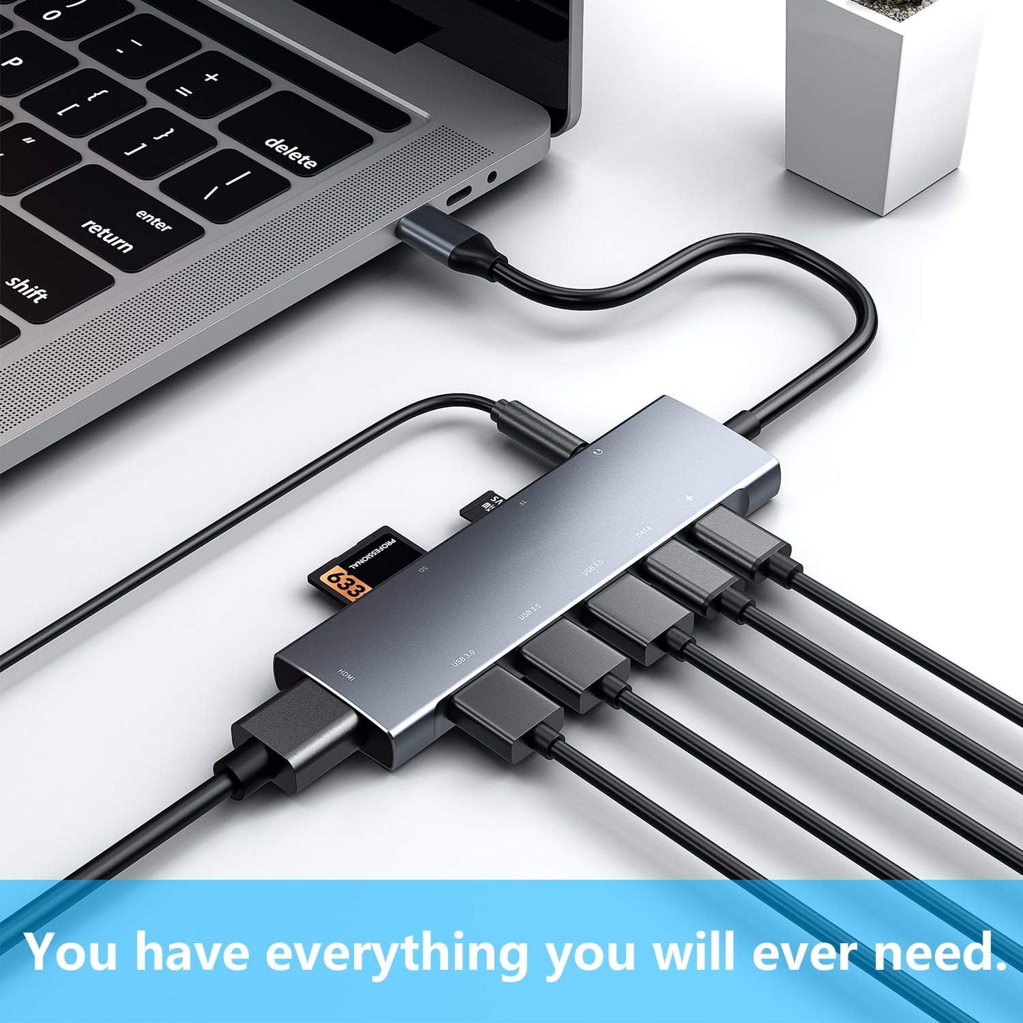 USB C HUB for iPad Pro 9-in-1 Adapter iPad Pro M4 M2 M1 13 12.9 11 inch iPad Air 5 4 Docking Station with 4K HDMI, USB-C PD, SD/TF Card Reader, USB 3.0, 3.5mm Headphone Jack, Type C Data, iPad mini 6