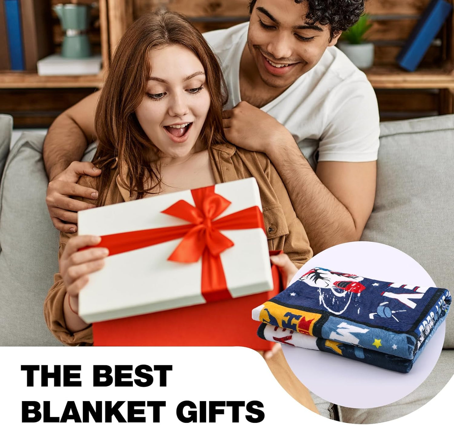 Ice Hockey Gifts Throw Blanket, Hockeys Gift for Boys 8-12, Soft Warm Flannel Blanket for Great Field Hockey Lovers for Boy Men Bed Sofa Couch Room Home Decor Gift 50 x 60 Inch