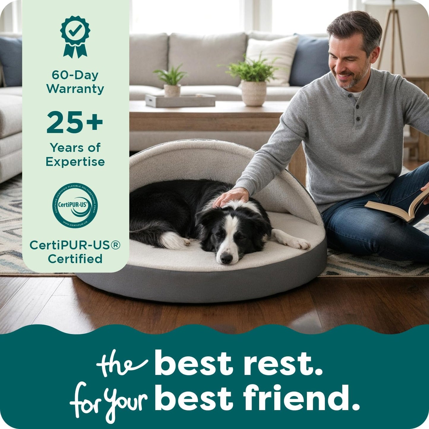 FurHaven Round Orthopedic Dog Bed for Large Dogs, Egg Crate with a Solid Orthopedic Foam Base with Attached Blanket Hood and Removable Washable Cover, Large, Sherpa & Suede Snuggery, Gray