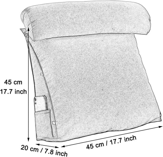 Reading Pillows for Sitting in Bed for Adult Washable Cover Adjustable Lumbar Support Cushion with Neck Support Pillow Triangular Back Cushion (Color : Brown, Size : 45 x 20 x 45 cm)