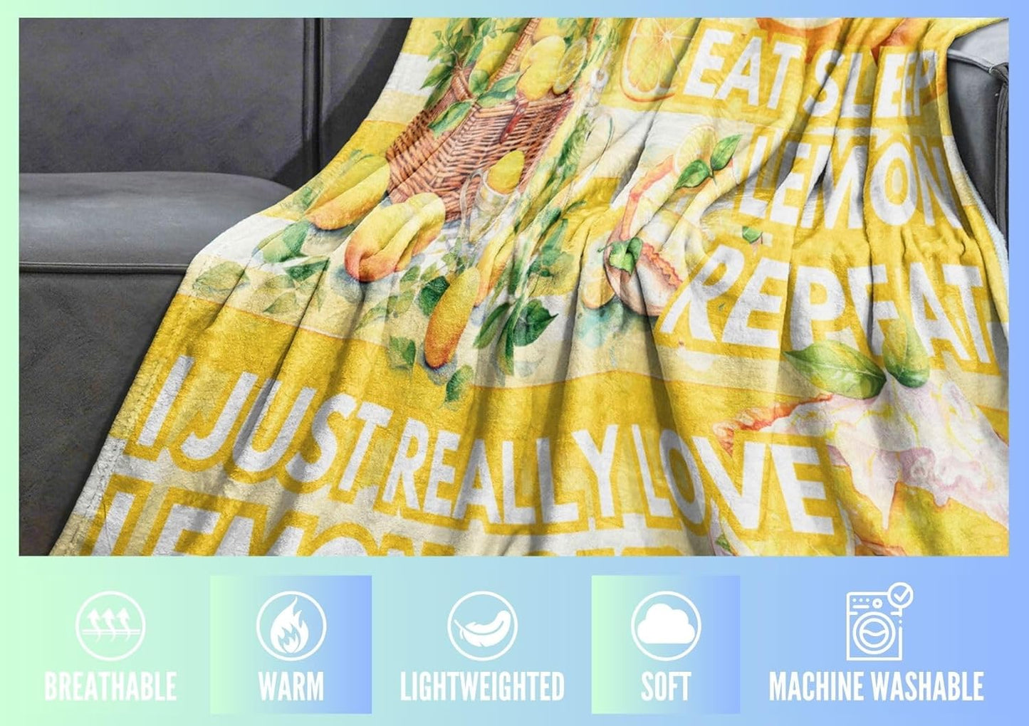 Lemon Gifts Blanket, Bed Flannel Plush Throw, for Lemon Lemonade Lover, Women, Female (50"x 65")