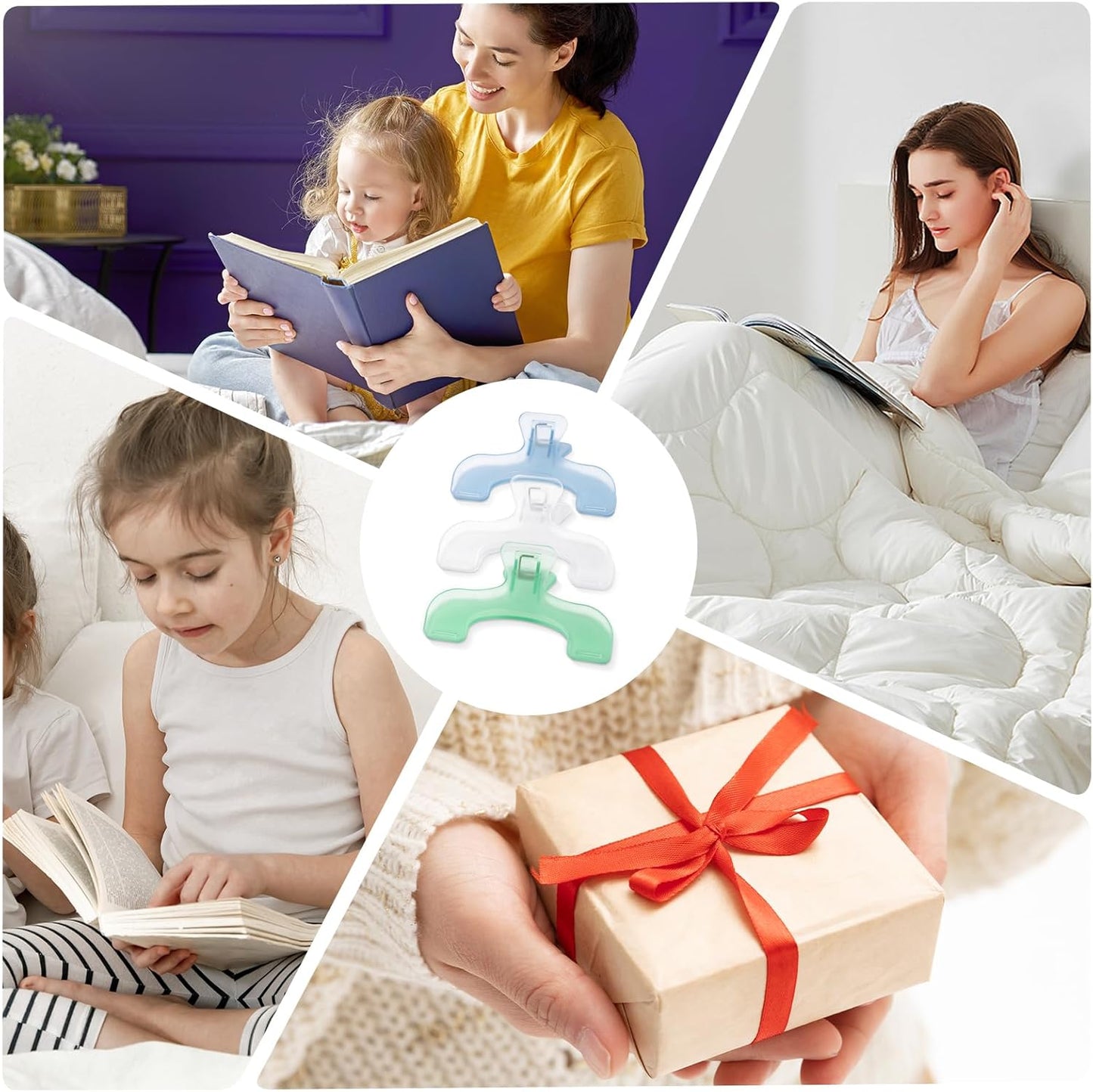 3 Pcs Book Page Holder, 4.72" Widened Transparent Page Holder for Books, Notebooks - Non-Slip Hands, Free Reading for Home, Office, School, Portable & Lightweight Bookmark Clip