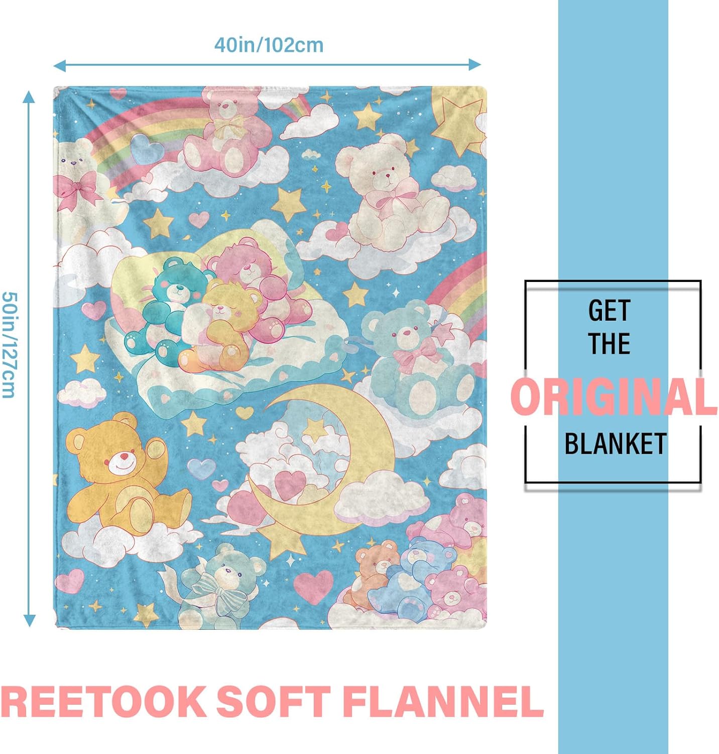 Bear Blanket, Soft Vintage Blanket for Friend and Adults, Cozy Bear Blankets Gift for Girls, Warm Flannel Throw Blankets for Bed, Sofa, Holiday, Birthday Gifts for Christmas Thanksgiving 40x50