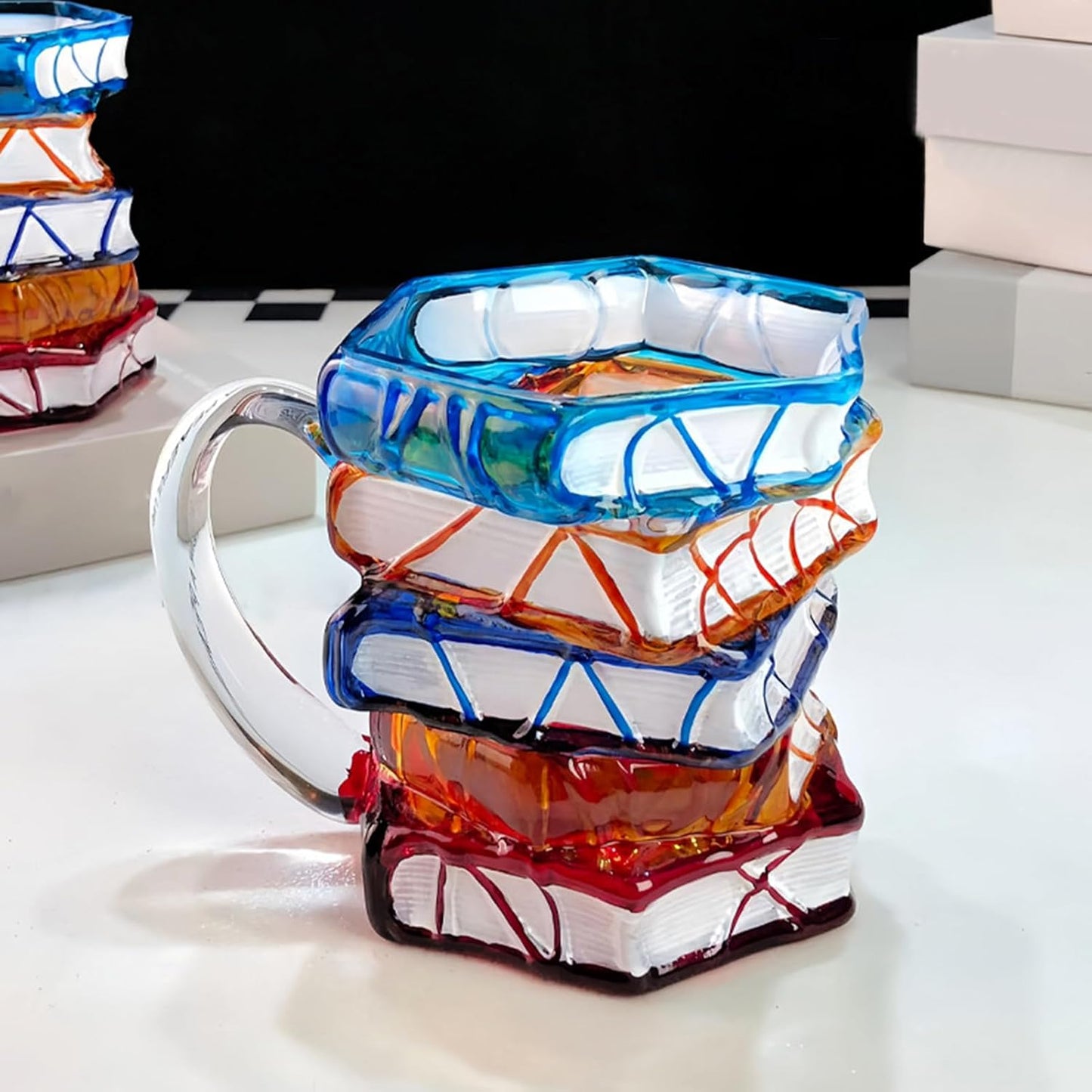 Coffee Mug - Colorful Heat-Resistant Drinkware,Glass Cup for Book Lovers - for Tea Milk Water Juice Readers Librarians Reading Enthusiasts Home Dorm Apartment