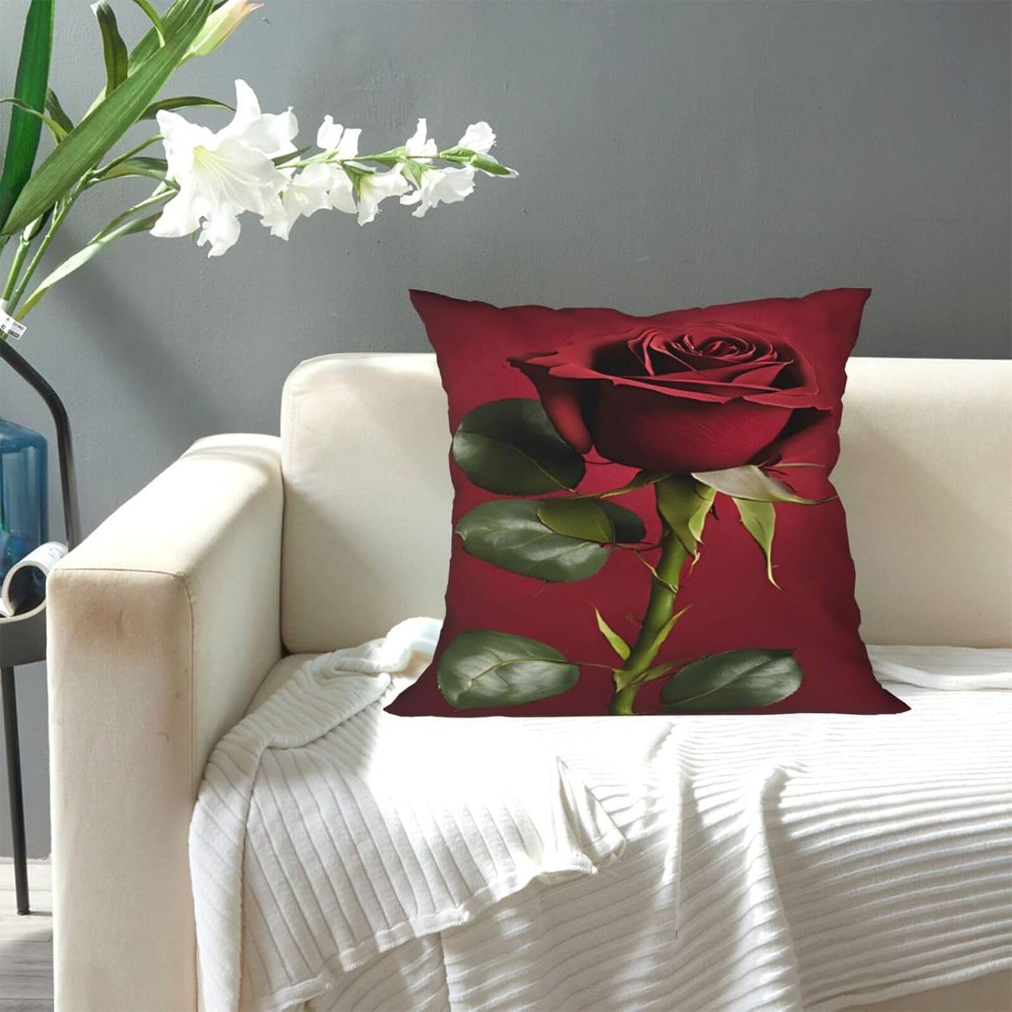 All-Season Square Pillow Covers 18"X18", Flower, Decorative Throw Pillow Covers for Sofa Bed Couch, Hidden Zipper Cushion Cover, Square Lumbar & Accent Pillowcases for Home Decor