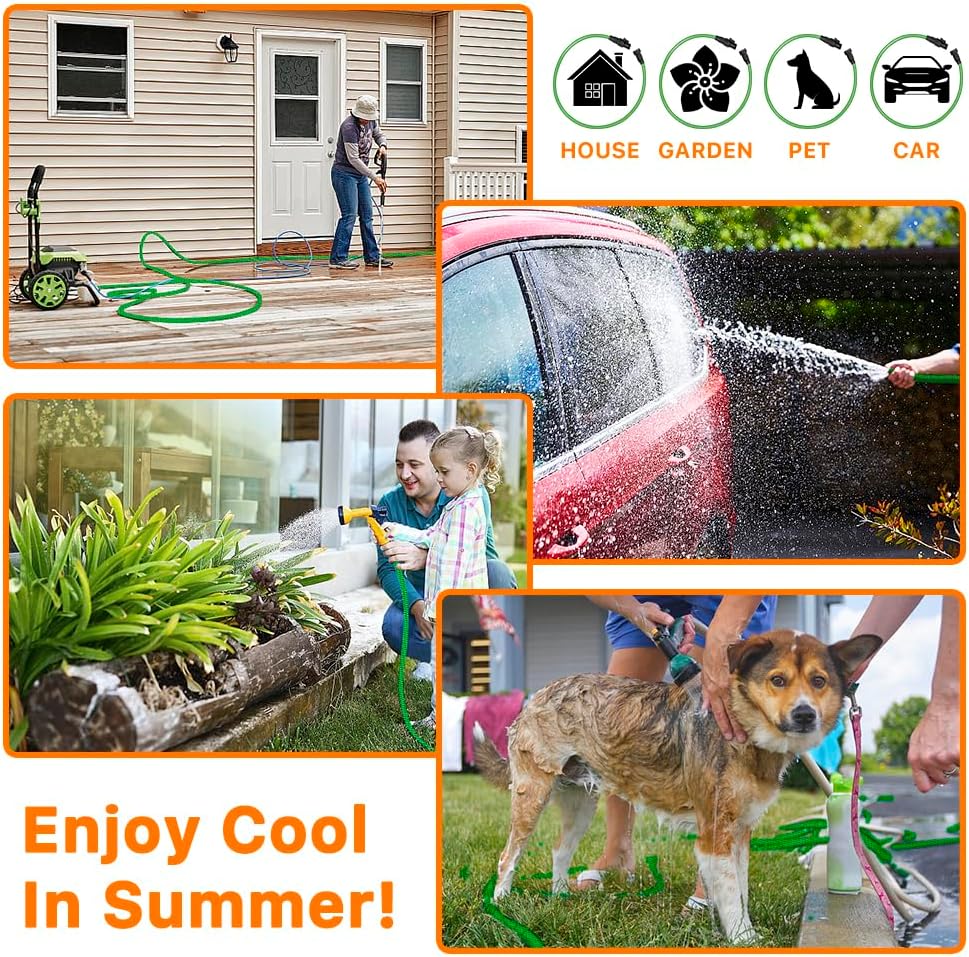 Garden Hose, 75ft Water Hose, Lightweight Outside Lawn Hose, Outdoor Hose for Yard Backyard, Collapsible & Car Wash 3/4" Connectors Manguera de Agua, Yarn Essential Lawn & Garden Watering Equipment