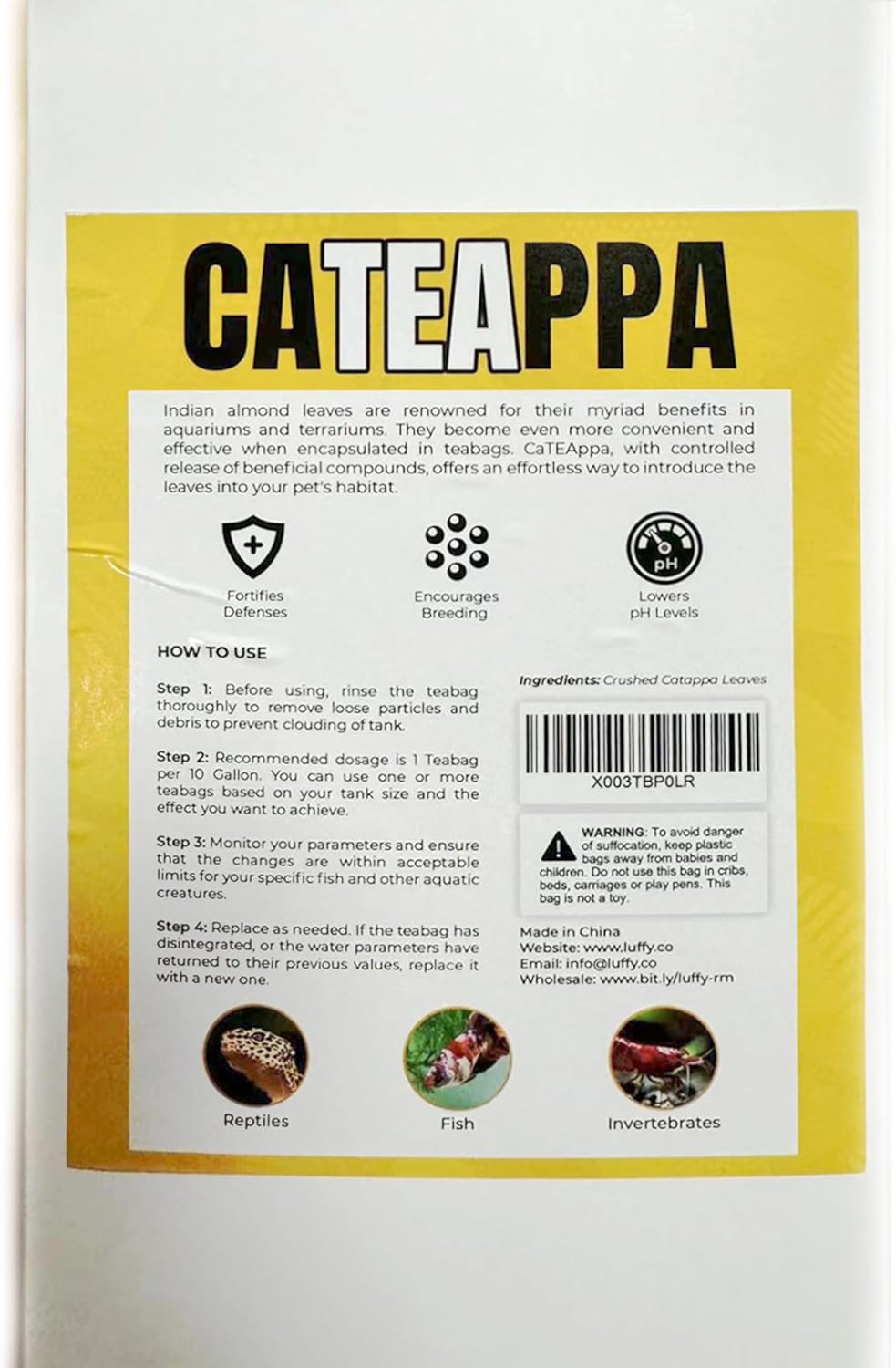 SunGrow Catappa Bags for Bettas, All The Benefits Without The Mess, Helps Mend Fins and Gills, Encourages Reproduction, Adds Beautiful Amber Color to Water, 10 pcs