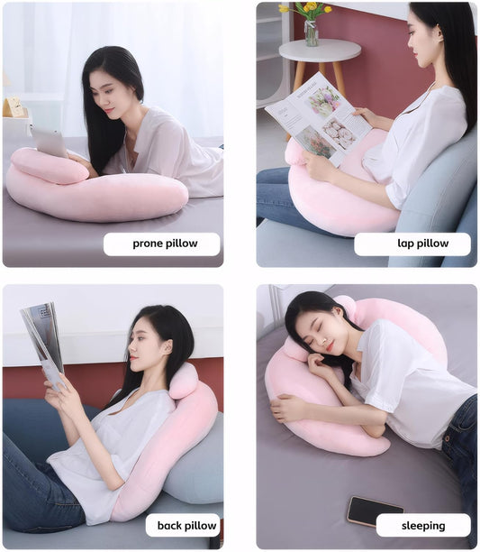 Lap Reading Gaming Crochet Pillow Arm Rest with Support for Book Pad(Pink)