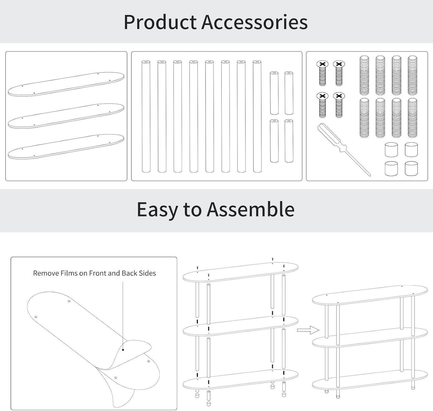 Clear Acrylic Bookshelf, 31.5" L x 11.8" W x 27.7" H, 3 Tier Oval Acrylic Bookcase Table with Open Book Shelf, Modern Storage Organizer Entry Console Table for Entryway Living Room Bedroom
