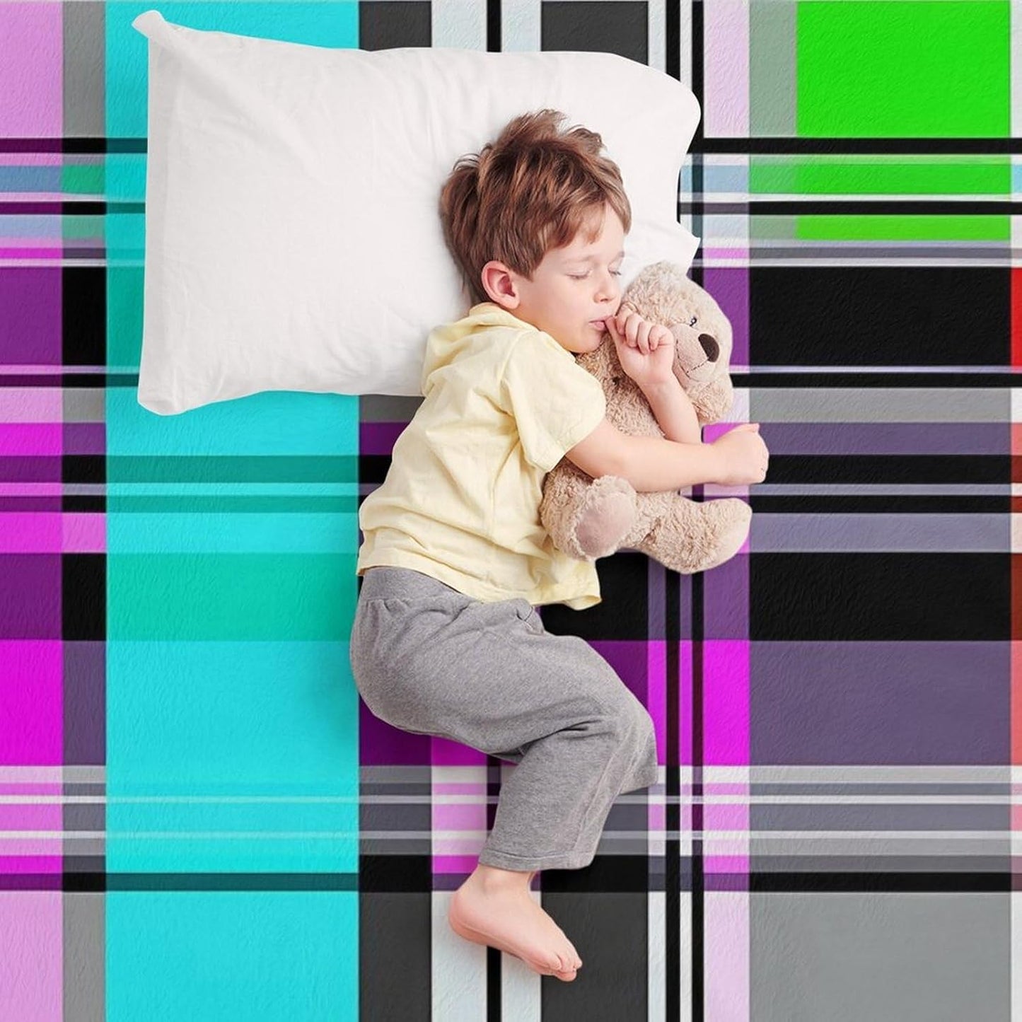 Colorful Plaid Throw Blanket for Couch Bed Plush Cozy Fuzzy Flannel Blanket for All Season 50"x60"