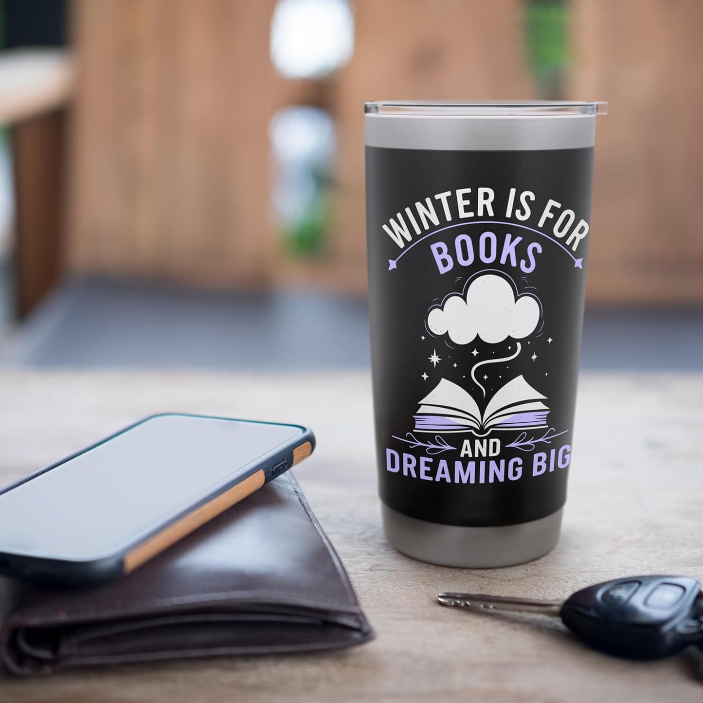 Reading All Winter Cozy Book Lover and Literary Escape Stainless Steel Insulated Tumbler