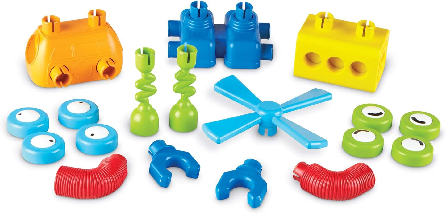 Learning Resources 1-2-3 Build It! Robot Factory - Building Toys, Early Engineering and Science, STEM Activities, Fine Motor Skills, Toddler Explorer Kit, Construction Bots, Boys and Girls Gifts