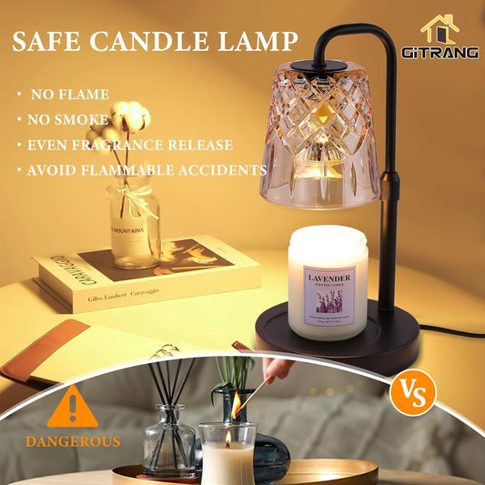Candle Warming Lamp with Timer Dimmer,House Warming Gifts New Home Decor, Birthday Gifts for Women Mom,Height Adjustable Wax Melts Warmer for Jar Candles with 3 Bulbs,Mother's Day Gifts Decor Lamp