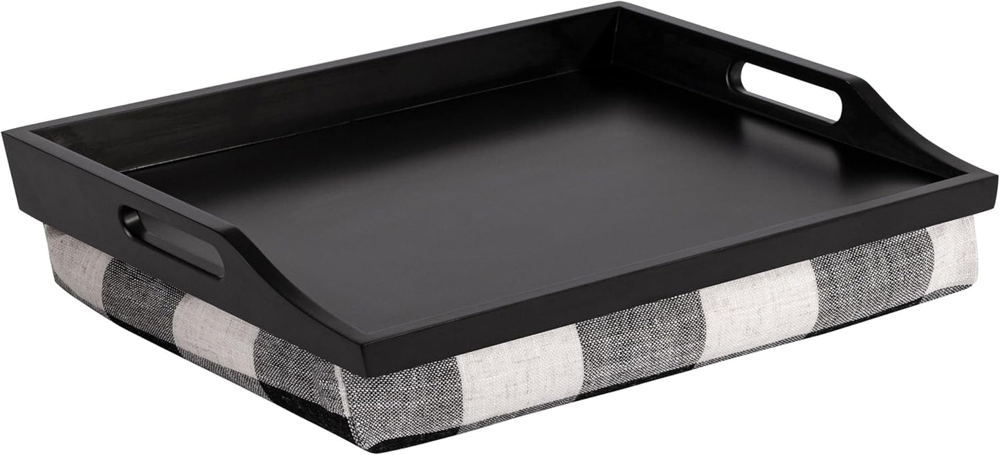 ROSSIE HOME Wood Bed Tray Lap Desk with Detachable Cushion, Serving Tray - Buffalo Check - Fits up to 15.6 Inch Laptops - Style No. 76108