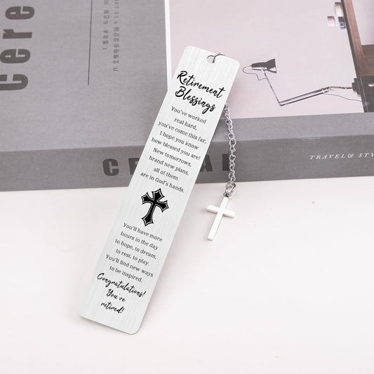 Haukea Retirement Gift for Woman Men Happy Cool Retirement Gifts for Women Coworkers Farewell Goodbye Gifts Cross Metal Bookmark