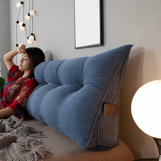Headboard Reading Wedge Pillow, Bolster Triangular Headboard Wedge Backrest, Breathable Stretch, for Hotels, Sofa Beds, Tatami, Sofas, Rocking Chairs