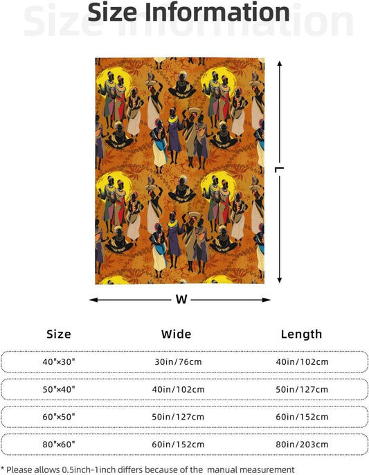 Black Women Fleece Throw Blanket Ultra Soft Cozy Ethnic African American Decorative Flannel Blanket for Home Bed Couch Chair Travel 60x50in
