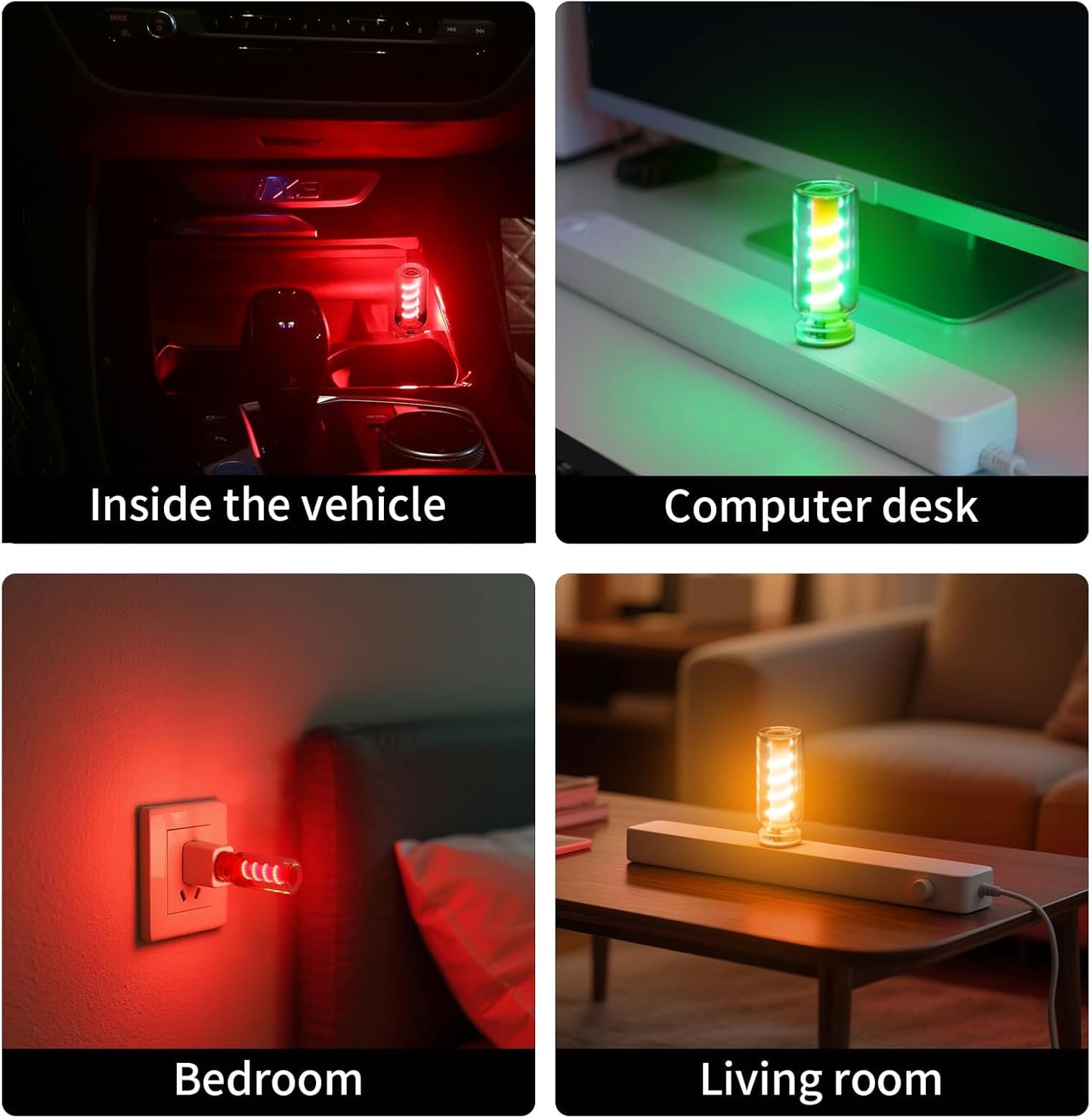USB Light for Car, Retro Car Interior Lights with USB C Adapter - Vintage Touch-Dimmable LED Ambient Lighting - Mini Decorative Light for Auto, Home and Praty (Clear-Purple)