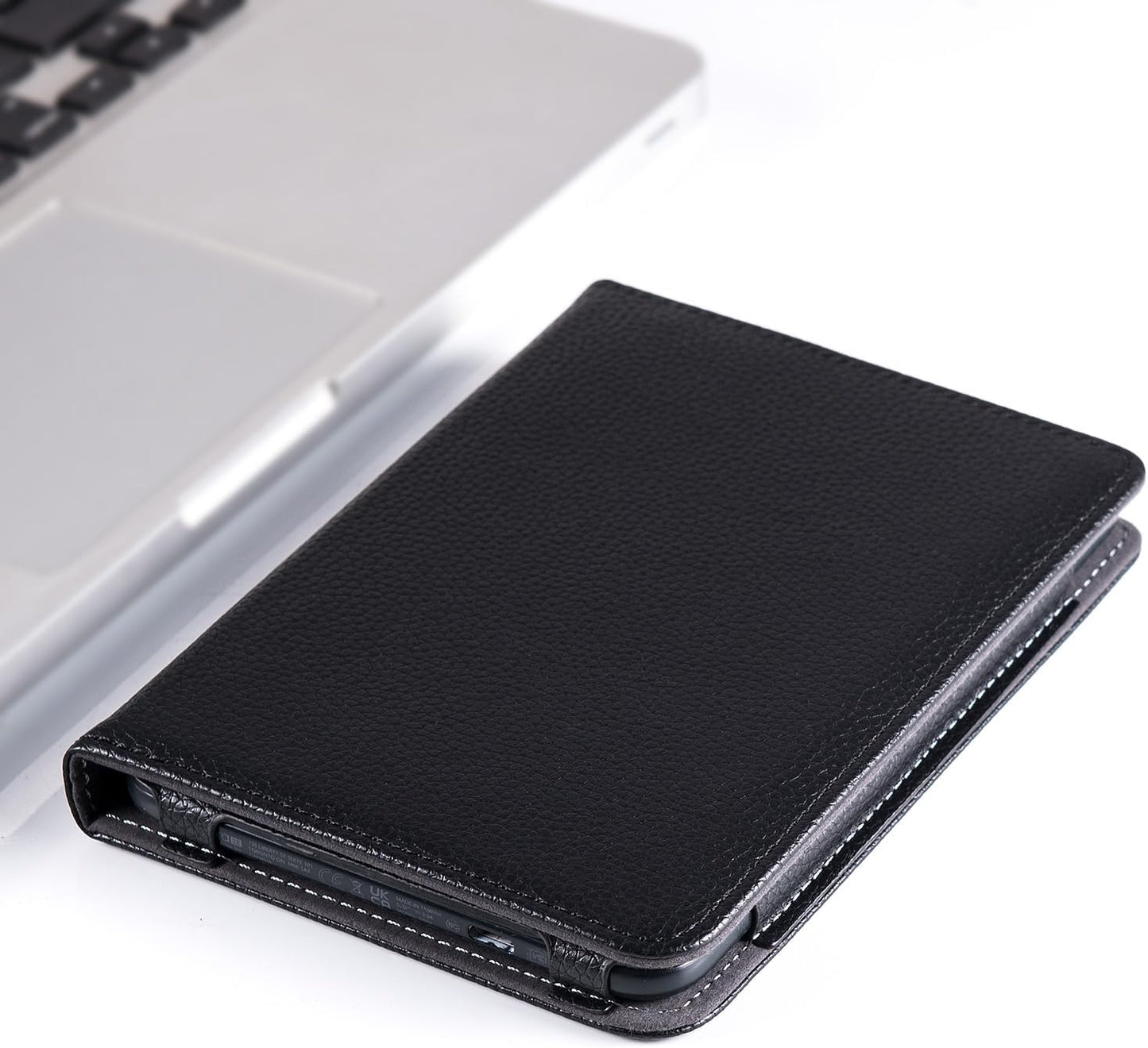 Stand Case for 6" Kobo Clara Colour (Model N367) / Clara BW (Model N365) / Clara 2E eReader - PU Leather Book Folio Sleeve Cover with Two Hand Straps and Auto Sleep/Wake (Classic Black)