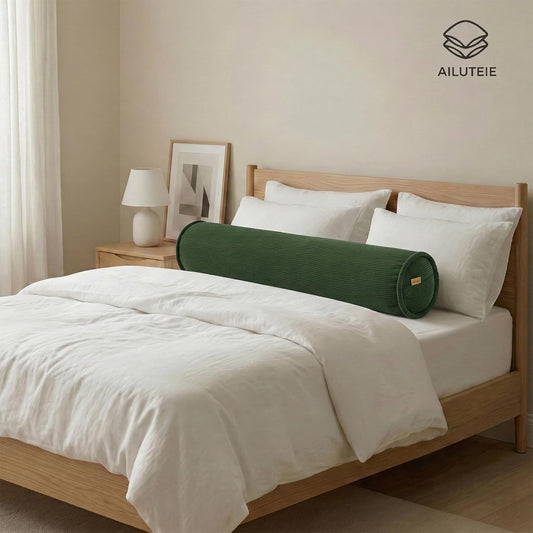 Cuddle Pillow – Corduroy Long Body Pillow for Adults, Cozy Bolster Pillow for Bed, Soft & Supportive for Relaxing Sleep,47 x 7.87 Inches,Avocado Green