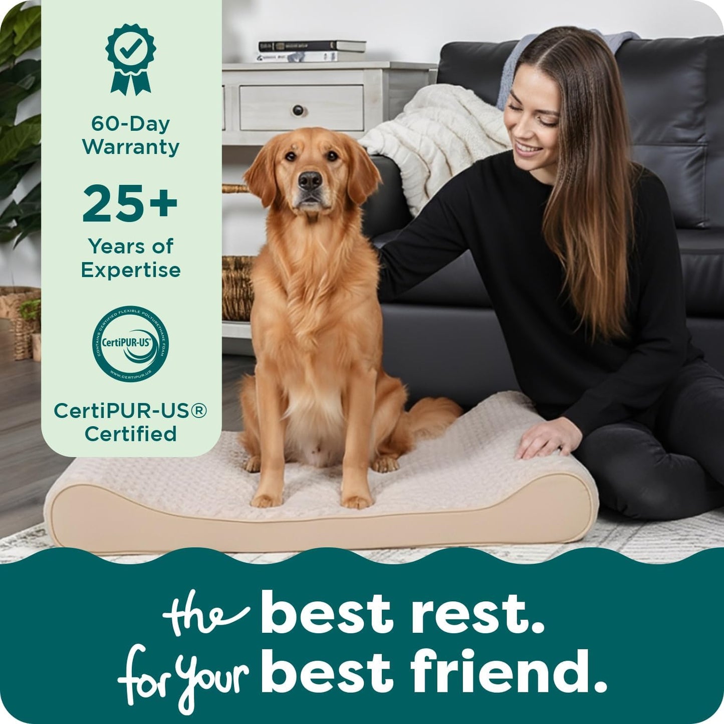 FurHaven Orthopedic Dog Bed for Large Dogs, Luxe Lounger Contour Mattress with Solid Orthopedic Foam Slab for Joint Support, Removable Washable Cover, Jumbo XL, Plush Suede, Cream