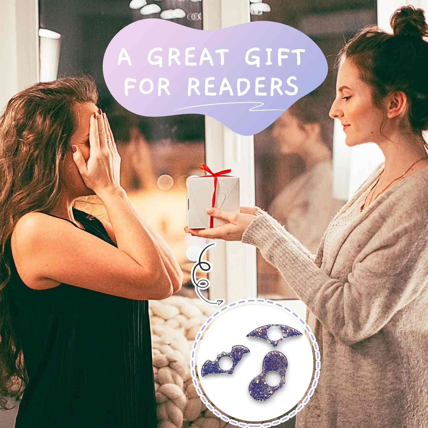 3 Pieces Book Page Holder, BetterJonny Page Holders for Reading Thumb Book Holder, Handmade Resin Holders Light Weight Book Opener Bookmarks Book Reading Accessories for Teachers Book Lovers