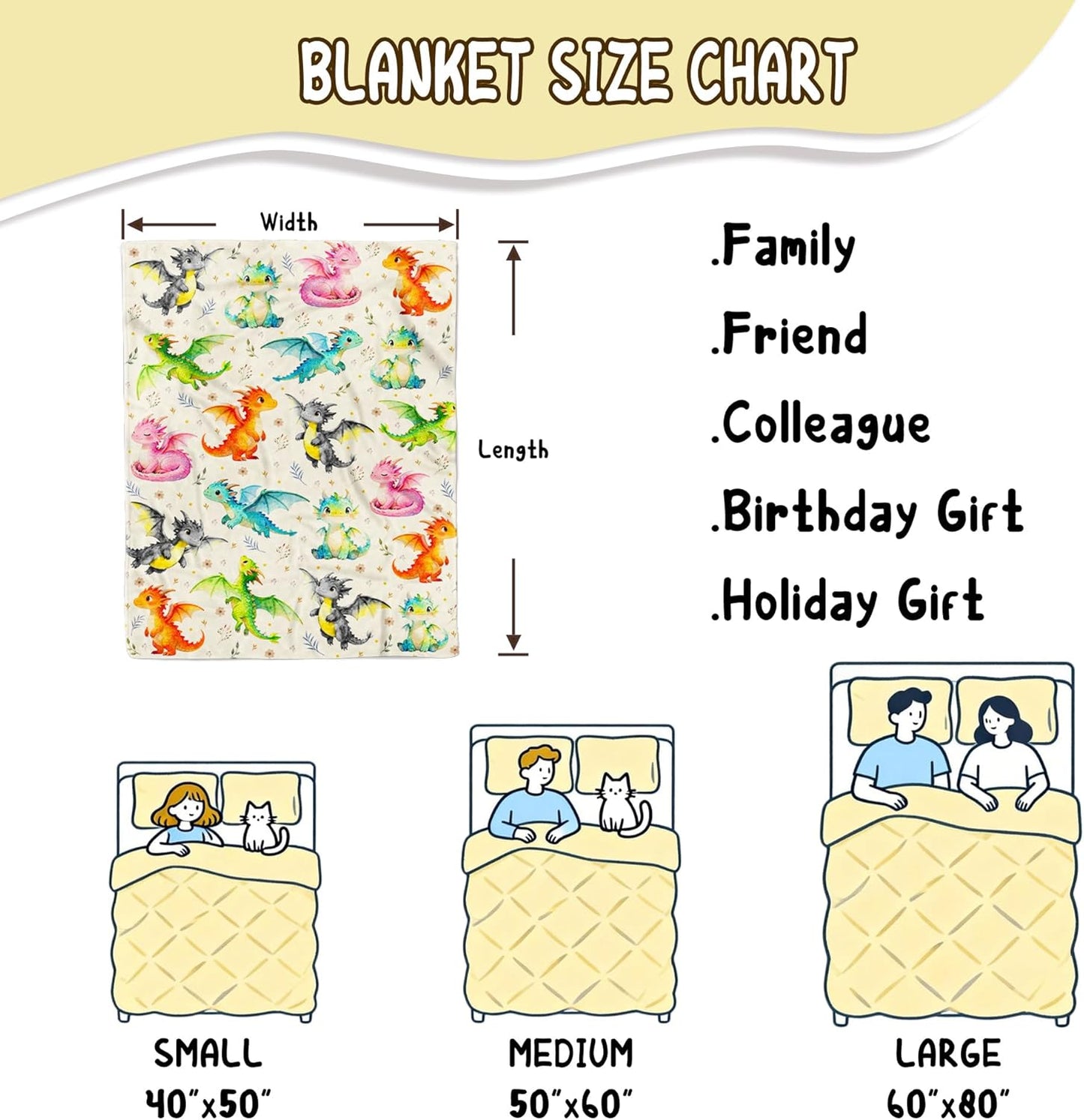 Dragon Blanket Gifts for Boys Girls Kids Dragon Lovers Plush Cozy Flannel Cute Dragons Throw Blanket Funny Animal Dragons Themed Stuff Birthday Bed Room Decor Travel 50" x 40"