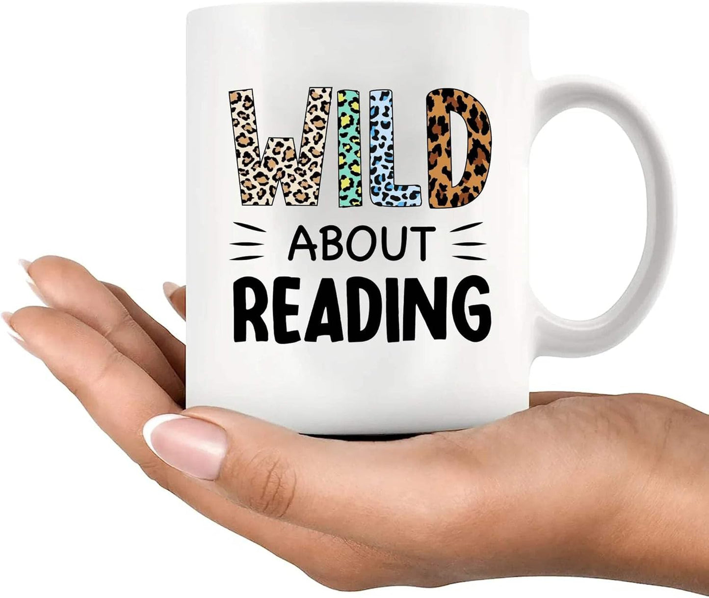 Wild About Reading Book Lover Gifts Book Readers Gifts For Women Men Sister Girlfriend Wife From Husband Boyfriend Dad Mom Funny Ceramic Mug Novelty Drinkware 11oz White