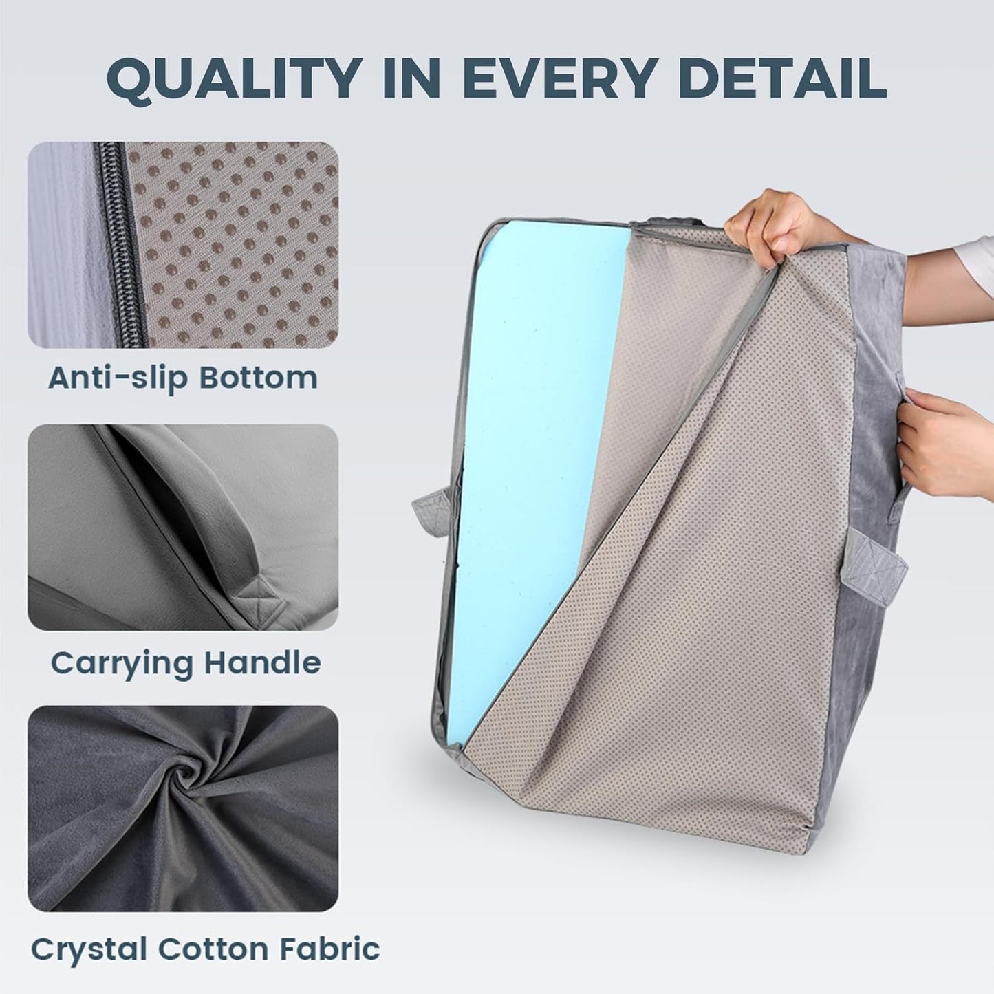 CIVJET 3-Height Adjustable Leg Elevation Pillows After Surgery - Memory Foam Support for Both Legs, Knee & Ankle Wedge for Swelling & Circulation, Removable Washable Velvet Cover