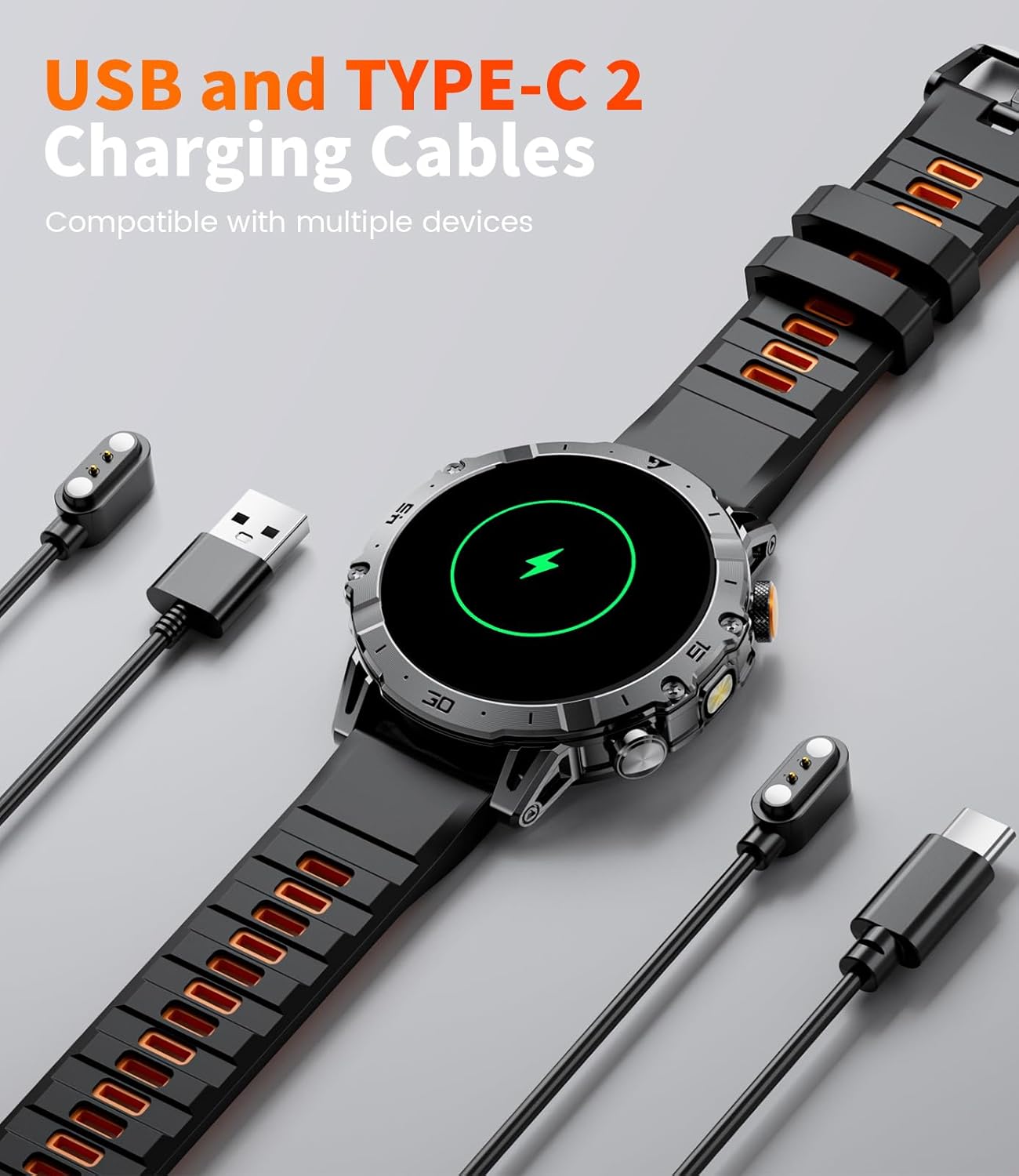 Smart Watches for Men 1000mAh Battery/Flashlight/3 Straps, 1.7" Ultra HD Screen Outdoor Smartwatch with 111 Sports Modes, Heart Rate/Sleep/Calorie Monitor, 5ATM Waterproof Fitness Tracker Android iOS