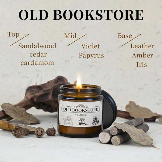 Old Bookstore Candle,Book Lovers Gifts,4 oz 20 Hours Burn Soy Wax Candle Gift for Readers Birthday Gifts for Book Lovers,Librarian,Scented Candle