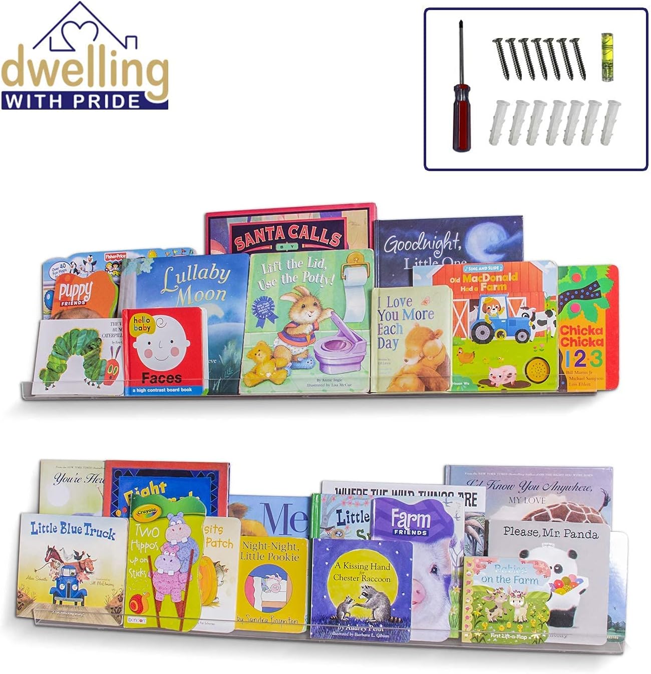 Acrylic Shelf 36 Inch (2Pack) - Acrylic Bookshelf for Toys & Books - Spice Rack & Floating Display - Acrylic Floating Shelves for Makeup & Cosmetic Product - Clear Acrylic Shelf for Books & Magazines